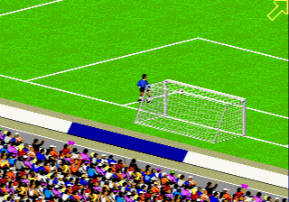 FIFA International Soccer (Genesis) screenshot: Goaltender kick
