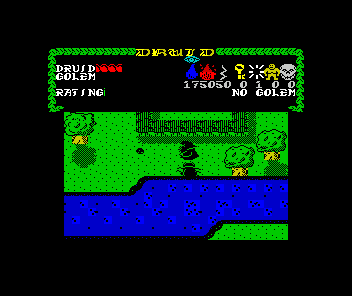 Druid (ZX Spectrum) screenshot: In a bit of a corner by the river