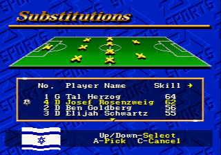 FIFA International Soccer (Genesis) screenshot: Substitutions