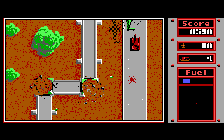 Fire Power (DOS) screenshot: If you're a sadist, you can squash the enemy's men (and your own) with your tank and enjoy the "squish" coming from the PC Speaker (EGA)