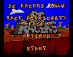 BC Racers (DOS) screenshot: Main Menu (CD version)