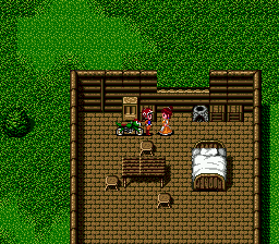 Cosmic Fantasy Stories (SEGA CD) screenshot: Cosmic Fantasy: Hey baby, I'm kinda tired from the space travel... and the bed looks big enough for both of us! I mean: for me and my green, beastly, motorcycle-riding friend!!