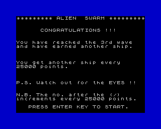 Alien Swarm (ZX Spectrum) screenshot: The 3rd wave - The SWARMERS!!!