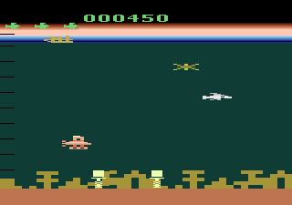 Bermuda Triangle (Atari 2600) screenshot: Watch out for sharks and mines!