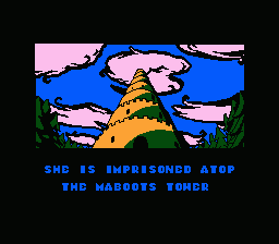 Rod-land (NES) screenshot: Head to the tower to save her