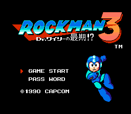 Mega Man 3 (NES) screenshot: Japanese title screen