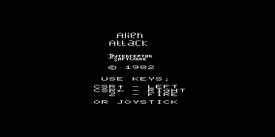 Alien Attack (VIC-20) screenshot: Title Screen