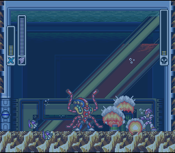Mega Man X (SNES) screenshot: Launch Octopus is heavily armed!