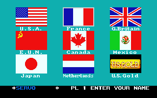 Mega Sports (Atari ST) screenshot: Setting up the players (Summer Games)
