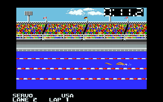 Mega Sports (Atari ST) screenshot: Swimming (Summer Games)