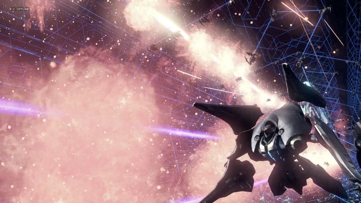 Xenoblade Chronicles X (Wii U) screenshot: The alien war rages during the opening cutscene.