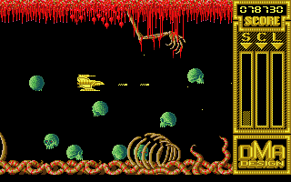 Menace (Atari ST) screenshot: Attacking skulls!