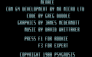 Menace (Commodore 64) screenshot: Title screen
