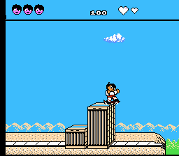 Menace Beach (NES) screenshot: Why is there a pit in the road?