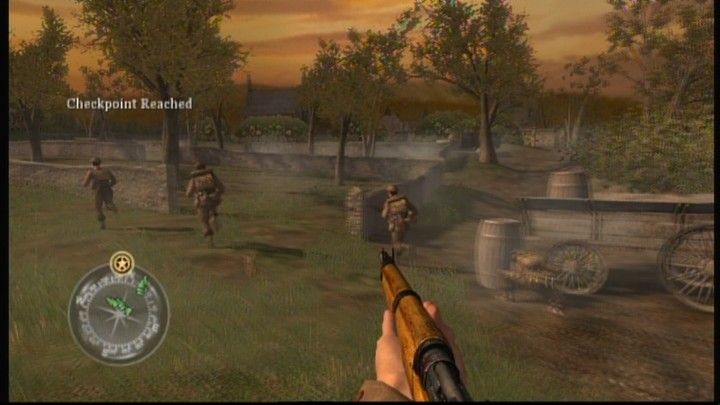 Call of Duty 2 (Xbox 360) screenshot: These walls should prove useful for some cover against enemy machine gun fire.