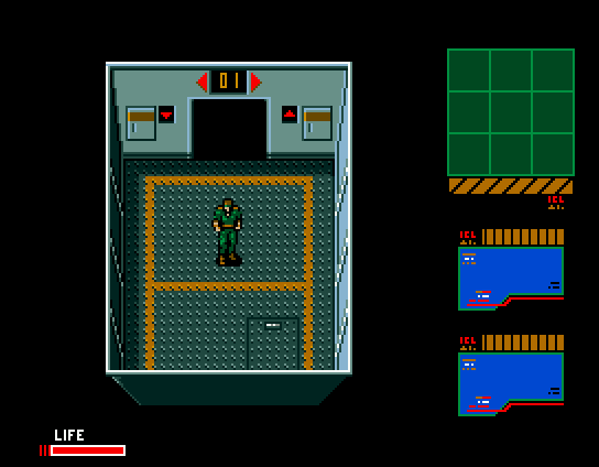 Metal Gear 2: Solid Snake (MSX) screenshot: Inside an elevator. Push a button to go up or down