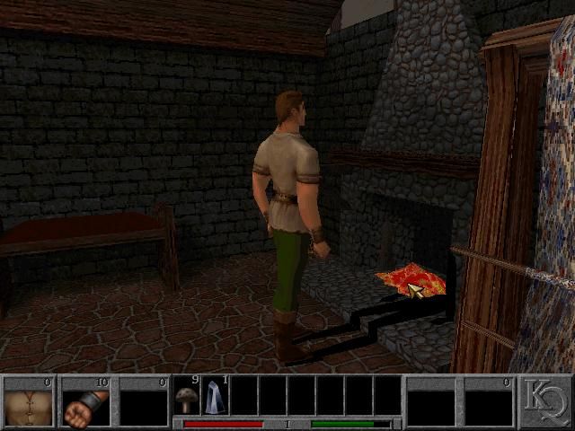 King's Quest: Mask of Eternity (Windows) screenshot: Exploring a house... warming yourself at the fireplace