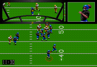 Joe Montana Football (Genesis) screenshot: Use the passing window to direct your passes