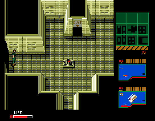 Metal Gear 2: Solid Snake (MSX) screenshot: Be careful of that thing in the middle of the room. It's a sensor