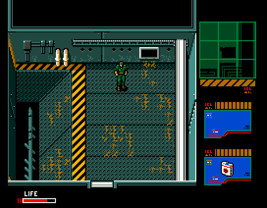 Metal Gear 2: Solid Snake (MSX) screenshot: Here you absolutely must smoke a cigarette to bypass invisible sensors
