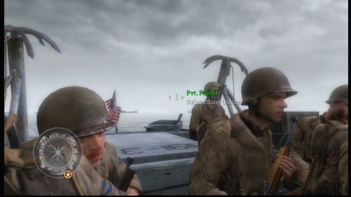 Call of Duty 2 (Xbox 360) screenshot: D-day, only this beach requires a lot of climbing first.