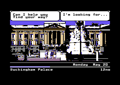 Ticket to London (Commodore 64) screenshot: At Buckingham Palace