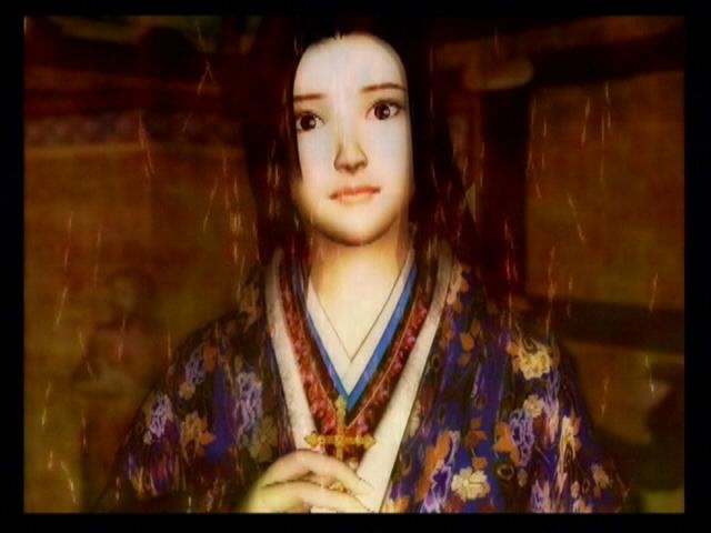 Kessen (PlayStation 2) screenshot: A story of Samurai and Martyrs. Although laced with some fiction, the characters are based on historical people, like Lady Hosokawa Gracia, a converted Christian who died at the hands of Ishida troops shortly before the events of the game.