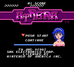 Athena (NES) screenshot: Title screen
