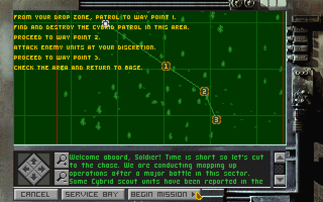 Metaltech: EarthSiege (DOS) screenshot: Tactical Mission Map