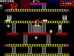 Donkey Kong (ZX Spectrum) screenshot: The levels get more complex as the game progresses.