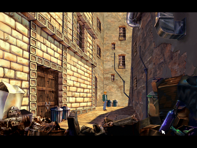 Circle of Blood (DOS) screenshot: In the back alley of the hotel