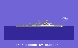 Red Storm Rising (Commodore 64) screenshot: Hit a Russian ship!