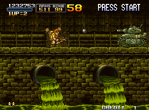 Metal Slug X (Neo Geo) screenshot: In the sewer