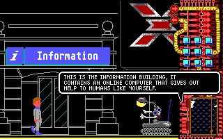 Metropolis (PC Booter) screenshot: An information building (EGA)