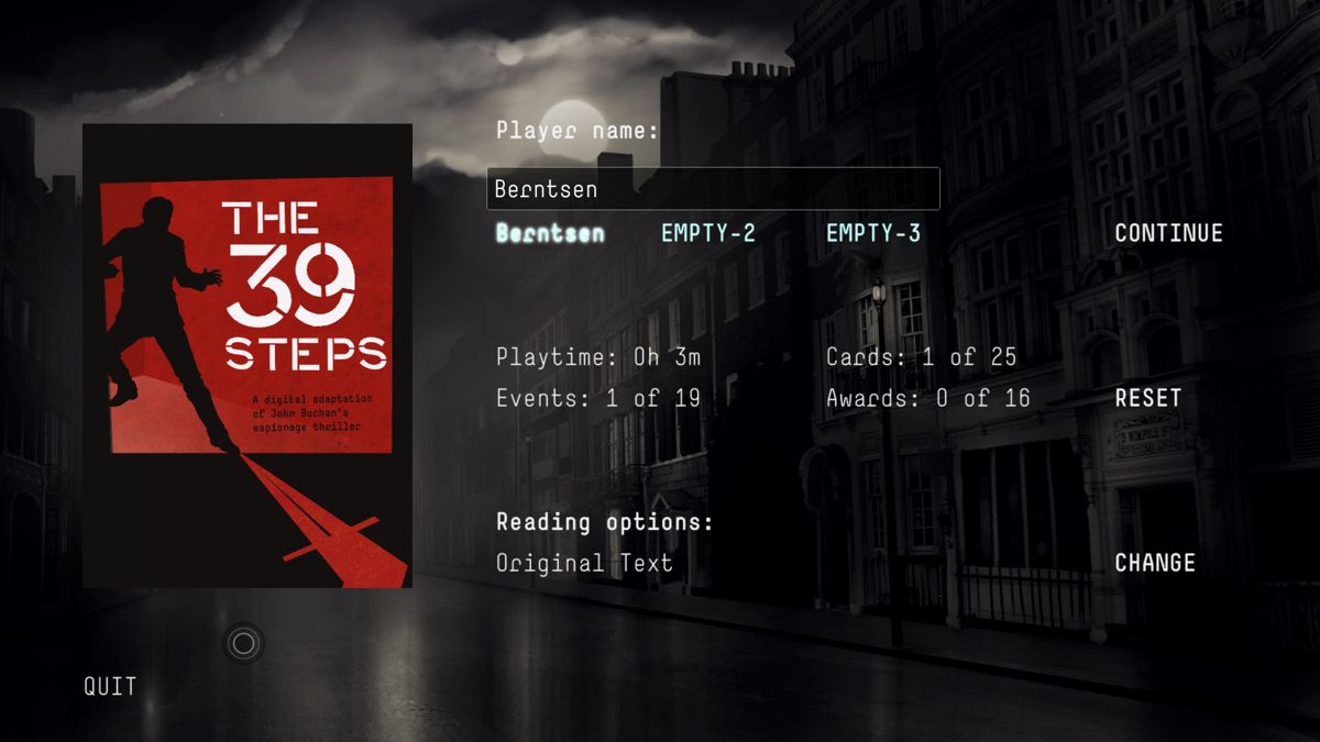The 39 Steps (Windows) screenshot: Main Menu.