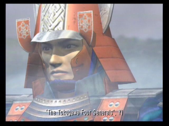 Kessen (PlayStation 2) screenshot: Heroes and 'Red Devils'. Ii Naomasa, one of the more famous Tokugawa generals. Some names have been shortened or phonetically written to make it easier for Western Audiences.