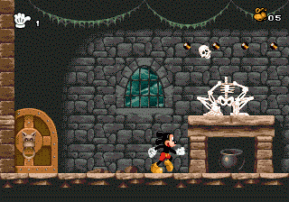 Mickey Mania (Genesis) screenshot: these skeletons are dangerous..