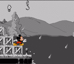 Mickey Mania (SNES) screenshot: Some big raindrops here