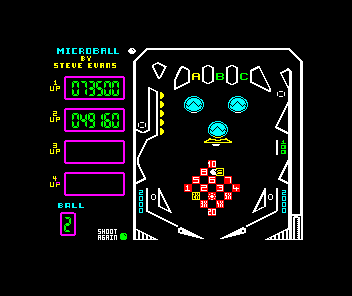 Microball (ZX Spectrum) screenshot: The diamond in the middle holds bonus info