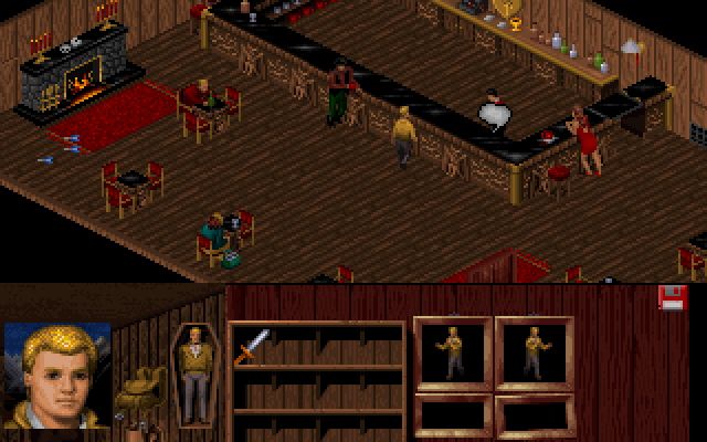 Veil of Darkness (DOS) screenshot: The bar: a busy place.
