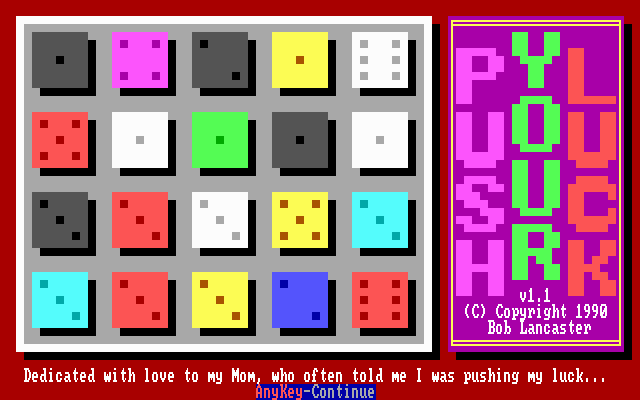 MicroLink Push Your Luck (DOS) screenshot: Title screen