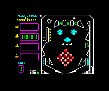 Microball (ZX Spectrum) screenshot: Fired the ball into play