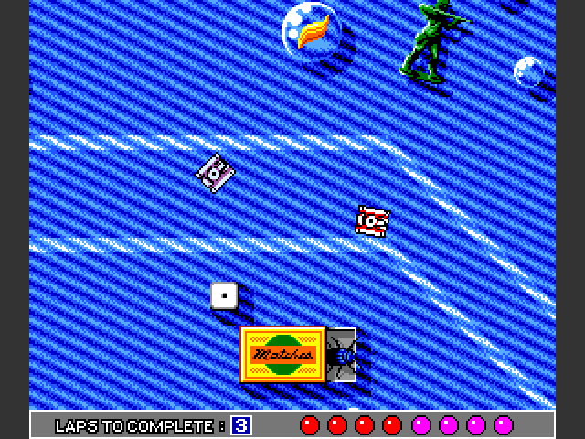 Micro Machines (Amiga) screenshot: Racing in tanks