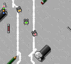 Micro Machines (SEGA Master System) screenshot: "Oilcan Alley" track