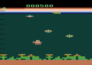 Bermuda Triangle (Atari 2600) screenshot: There are many obstacles in the sea