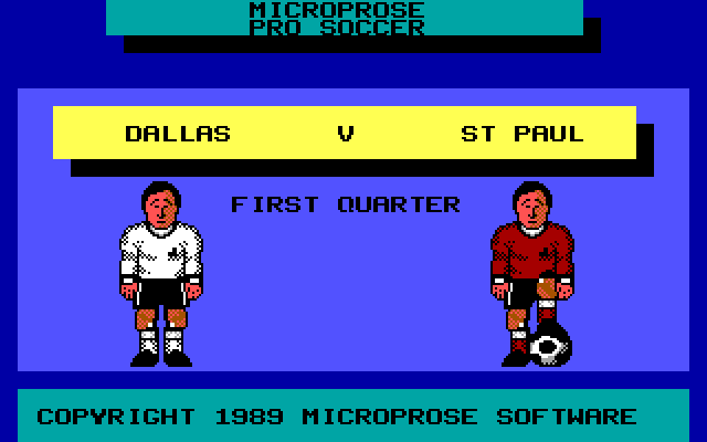 Keith Van Eron's Pro Soccer (DOS) screenshot: Indoor, before game