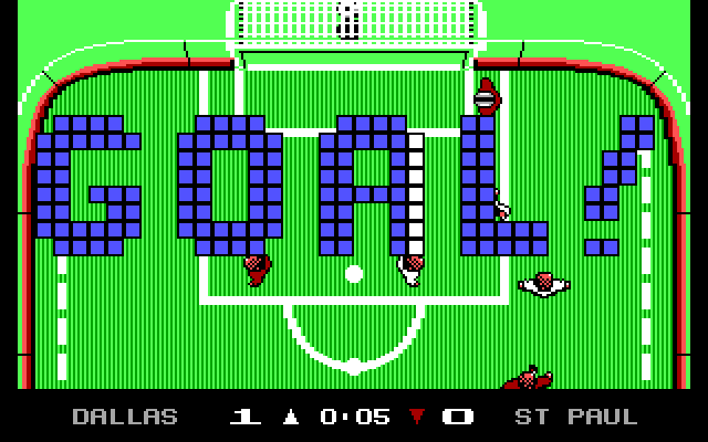 Keith Van Eron's Pro Soccer (DOS) screenshot: Ingame, Goal (Indoor)