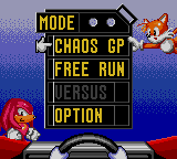 Sonic Drift 2 (Game Gear) screenshot: Mode selection