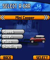 Midtown Madness 3 Mobile (J2ME) screenshot: MotorolaV3 Car menu