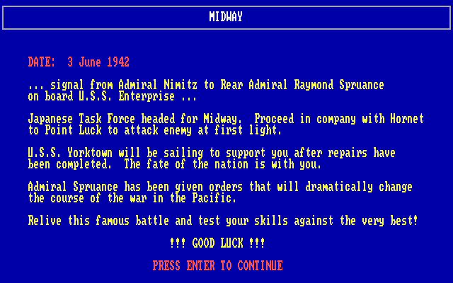 Midway: The Battle that Doomed Japan (DOS) screenshot: The story so far...